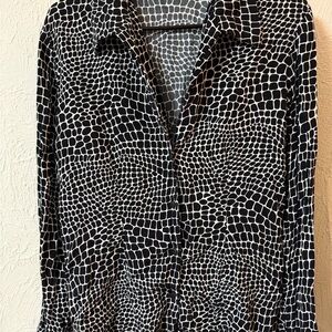Ice Black and White Patterned Button Down Shirt